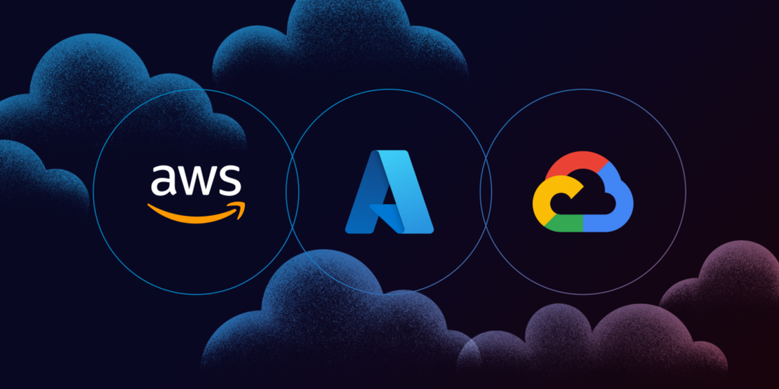Logos de proveedores de nube como AWS, Azure y Google Cloud